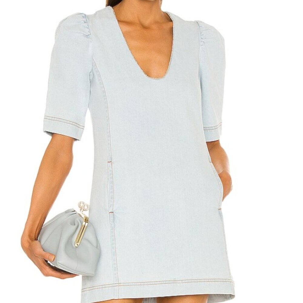 worn once, Revolve, XS, Spencer Embellished Dress, denim, Something Navy, Blue
